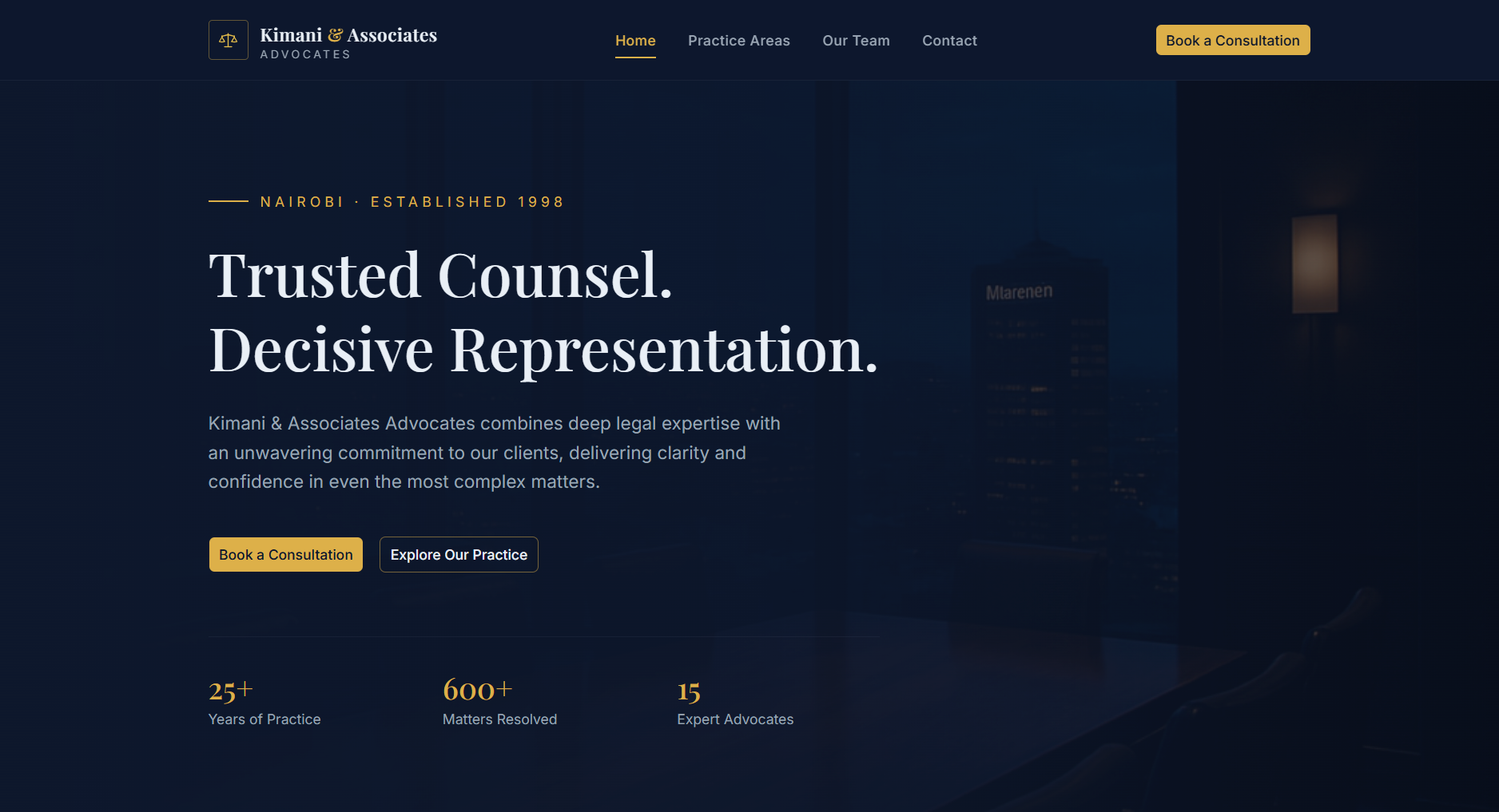 Kimani & Associates Advocates website
